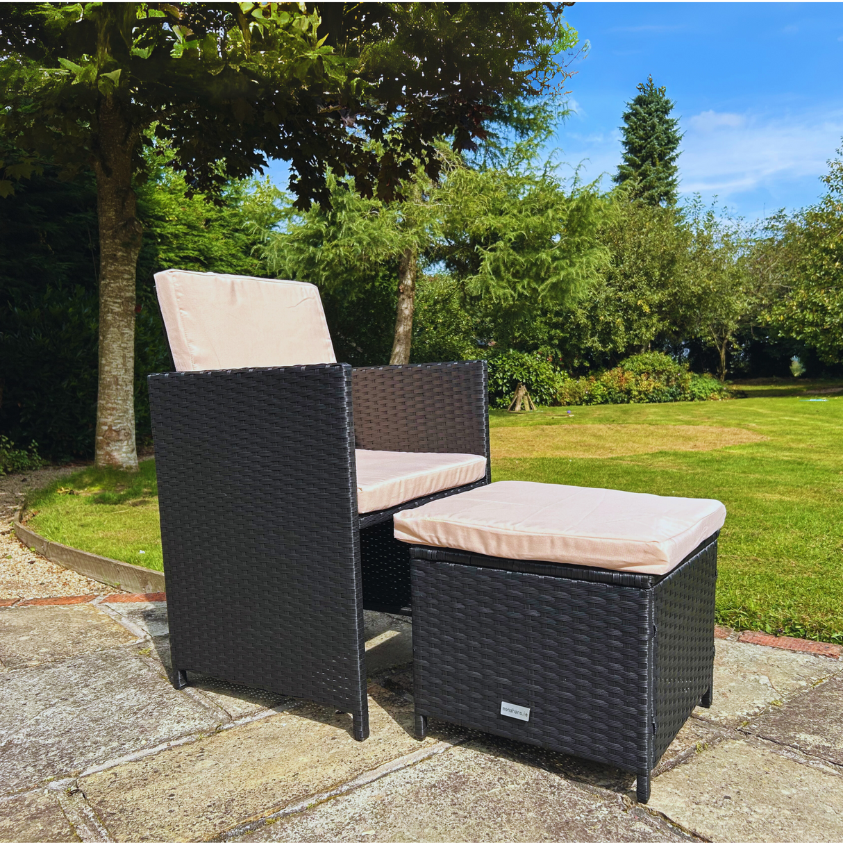 11 Piece Rattan Cube Dining Set in Black