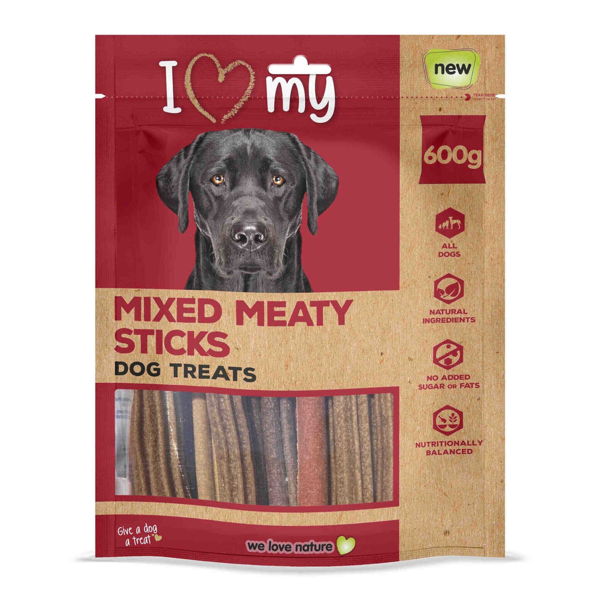 I Love My Pet Dog Treats Meaty Sticks 600g