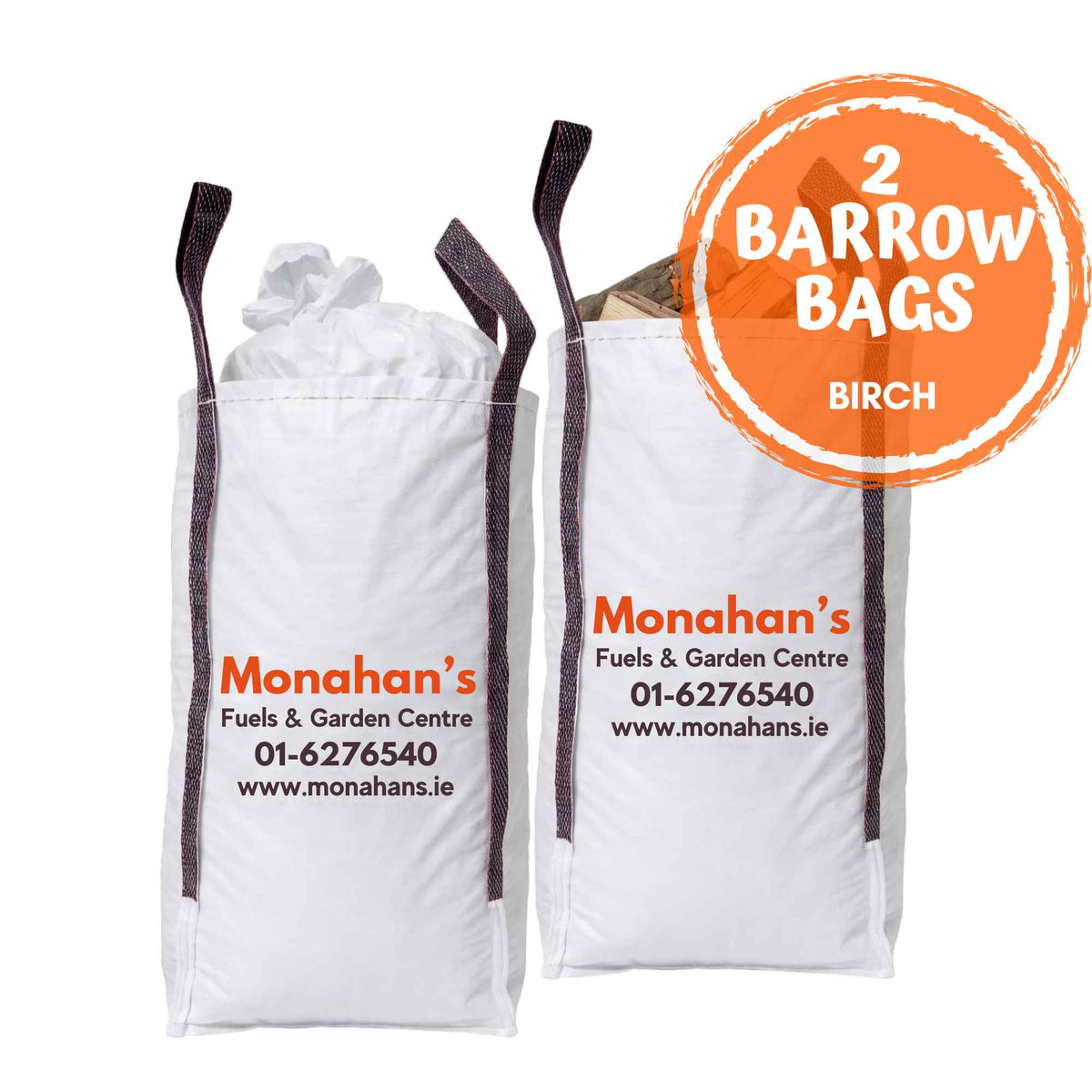 2 Kiln Dried Birch Firewood Barrow Bags