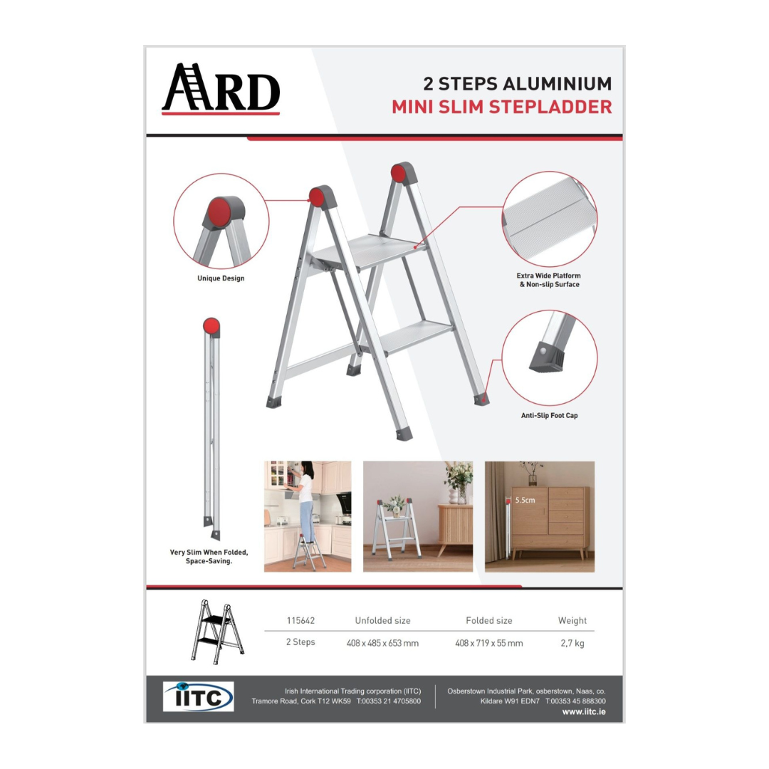 Ard 2 Step Aluminium Slim Step Ladder