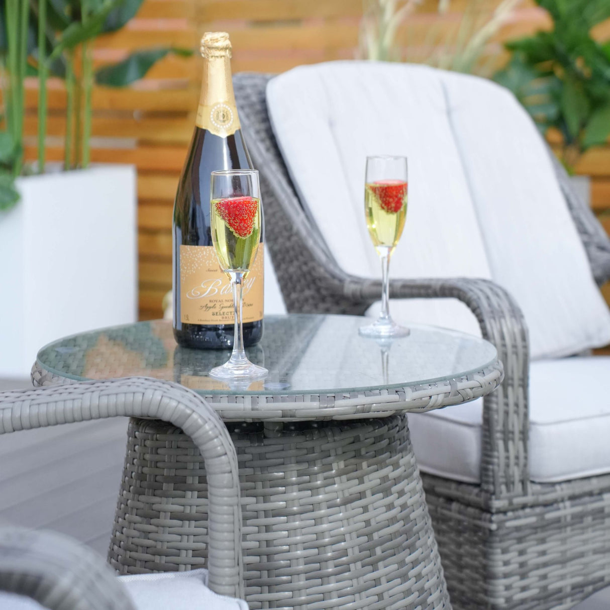 Rattan Bistro 3 Piece Set - Grey
