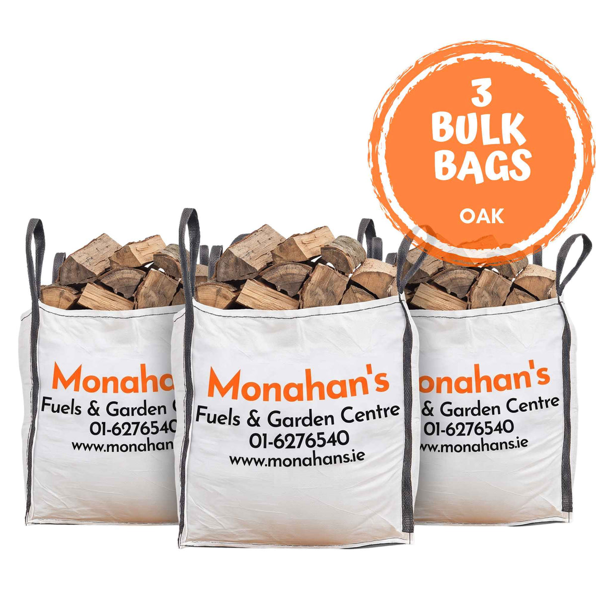 3 Kiln Dried Oak Firewood Bulk Bags