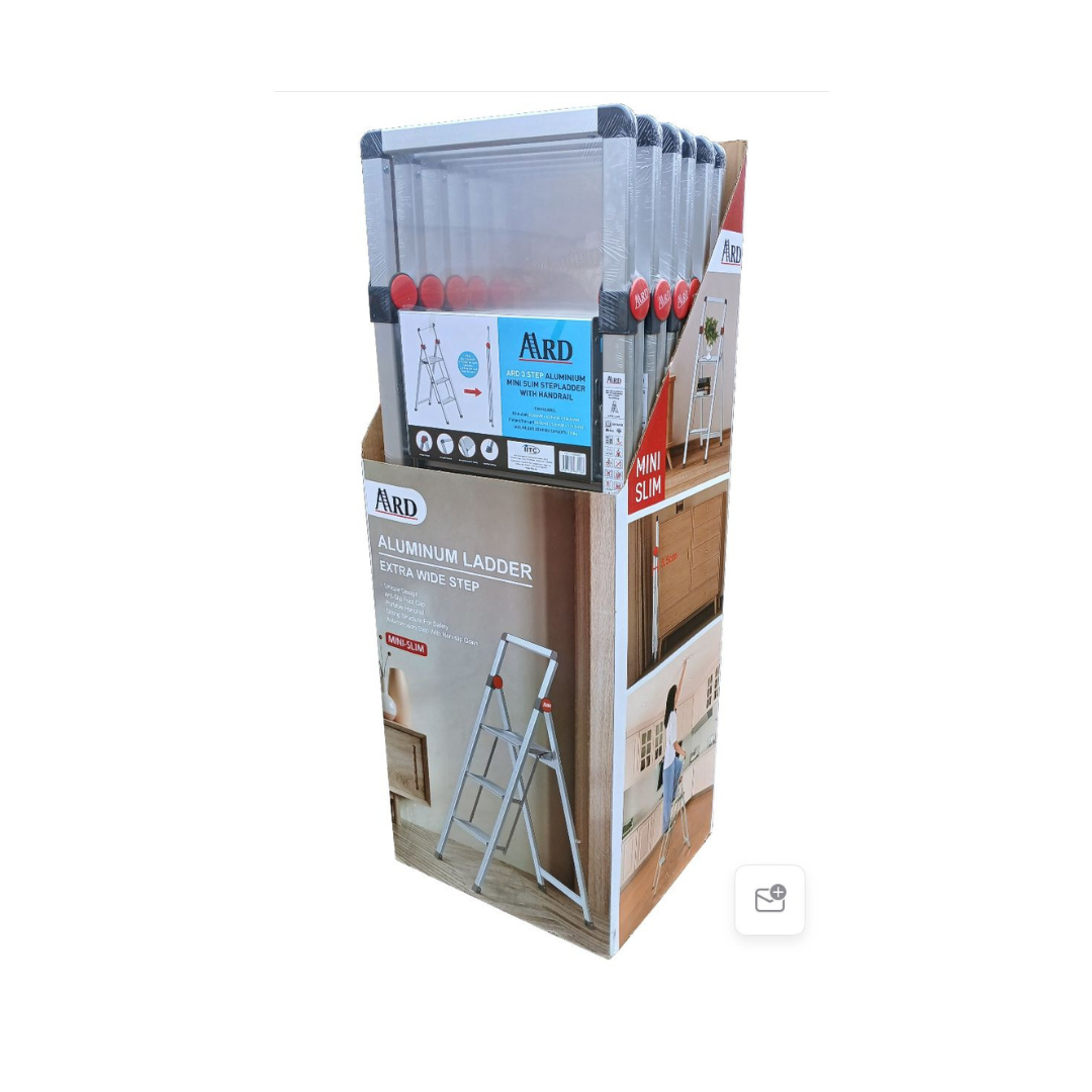 Ard 3 Step Aluminium Slim Step Ladder with Hand Rail