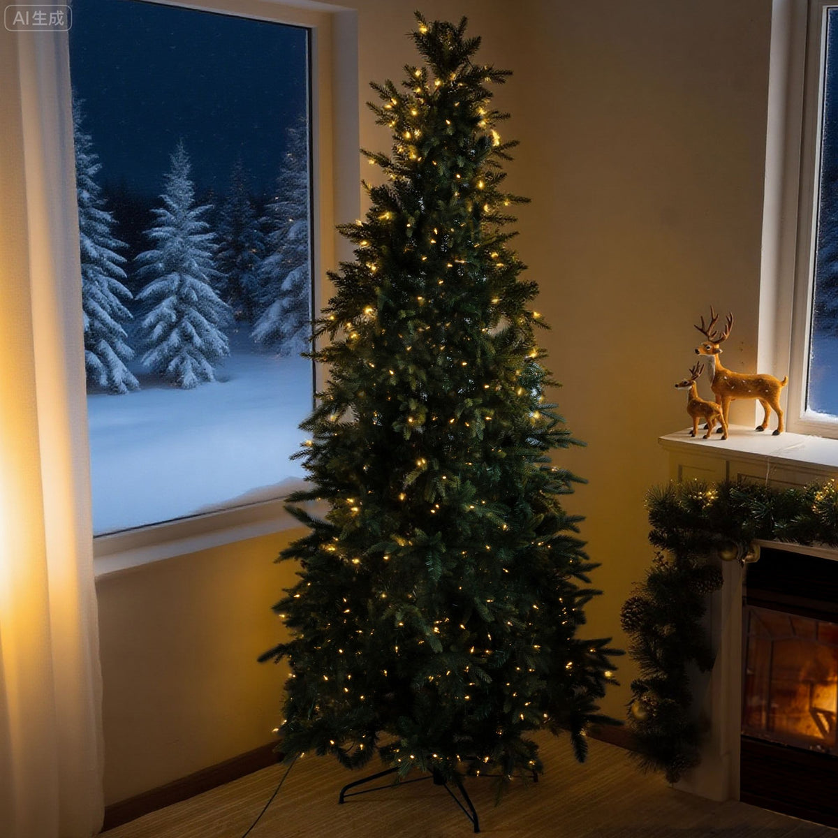 8.5ft Pre-Lit Slim Artificial Christmas Tree