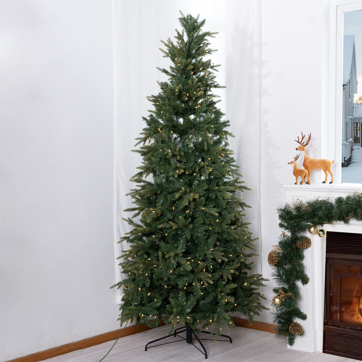 8.5ft Pre-Lit Slim Artificial Christmas Tree