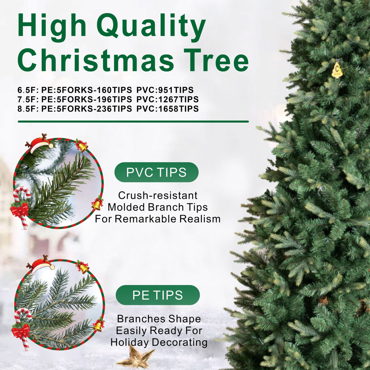 8.5ft Slim Artificial Christmas Tree