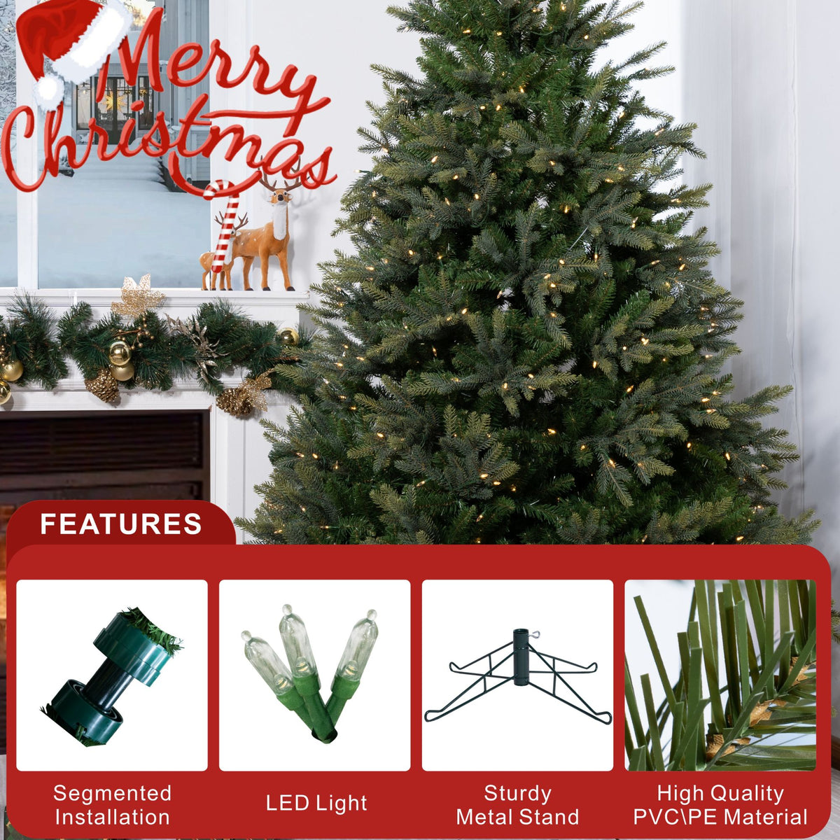 8ft Pre-Lit Artificial Christmas Tree - Grand Fir
