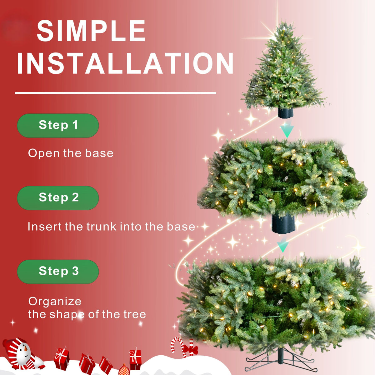 8ft Pre-Lit Artificial Christmas Tree - Grand Fir