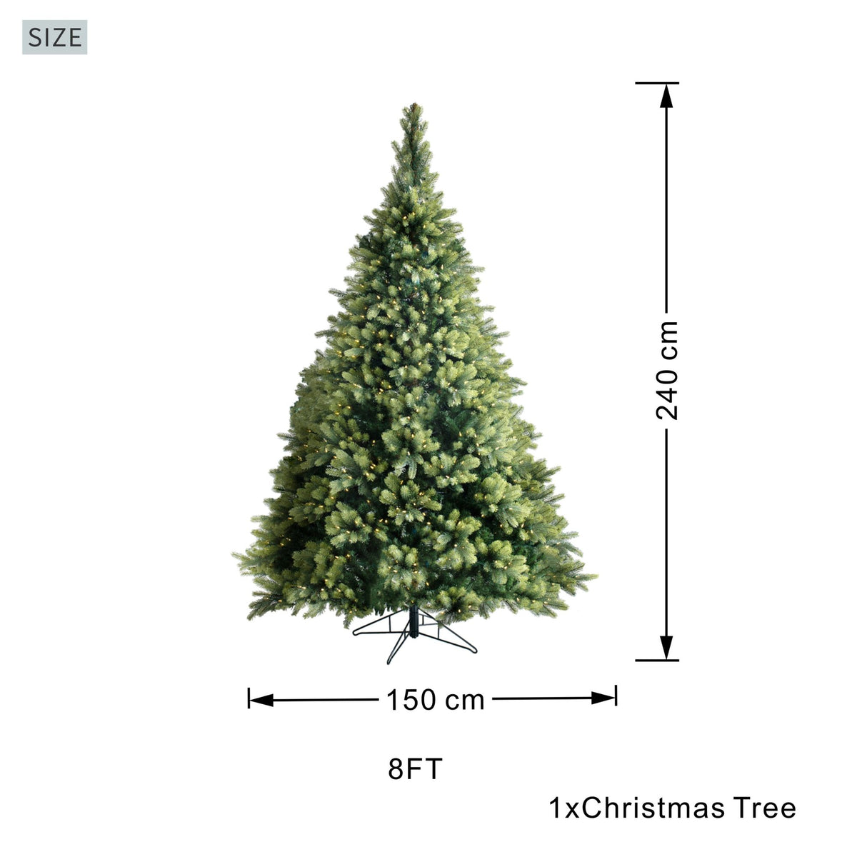 8ft Pre-Lit Artificial Christmas Tree - Icelandic
