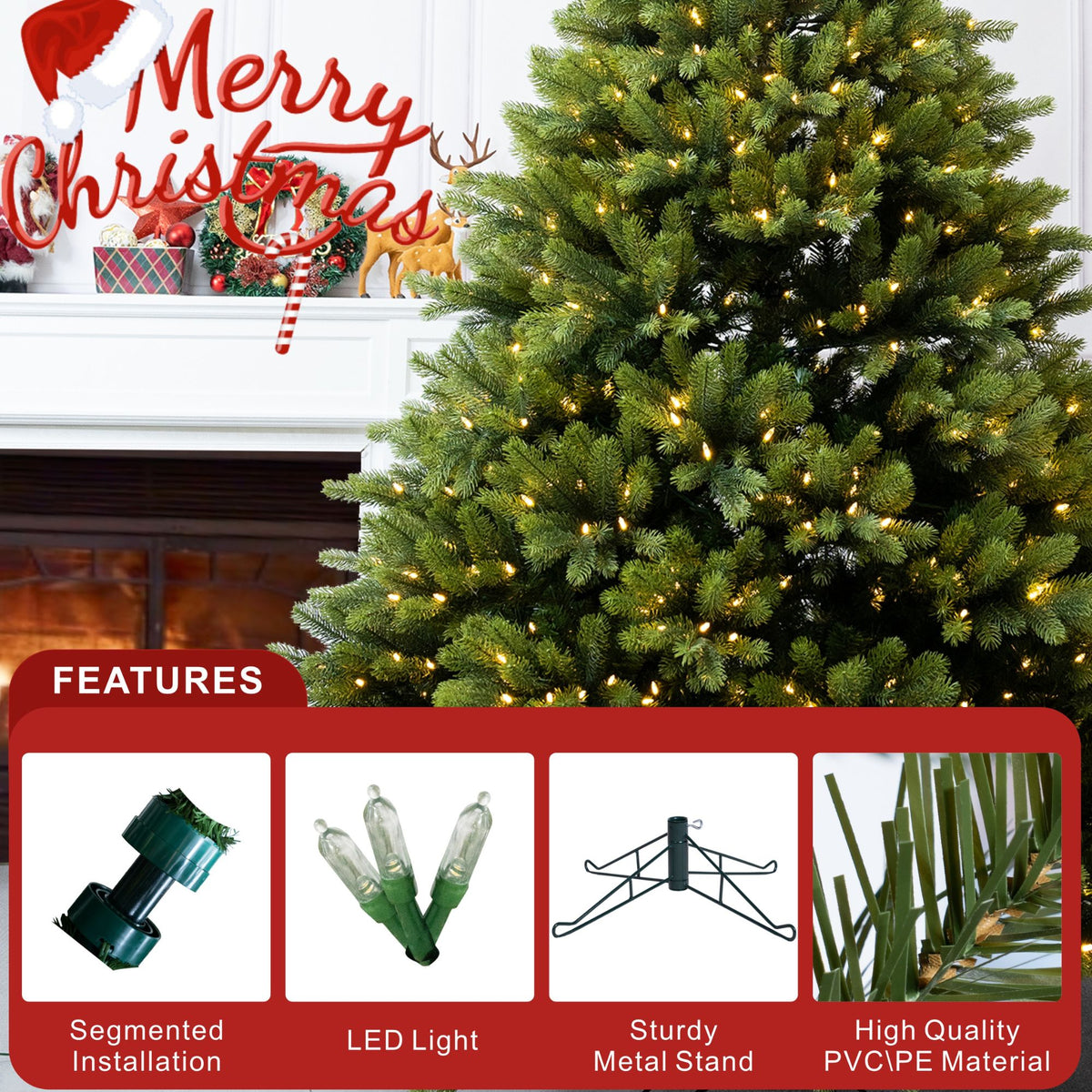 8ft Pre-Lit Artificial Christmas Tree - Icelandic