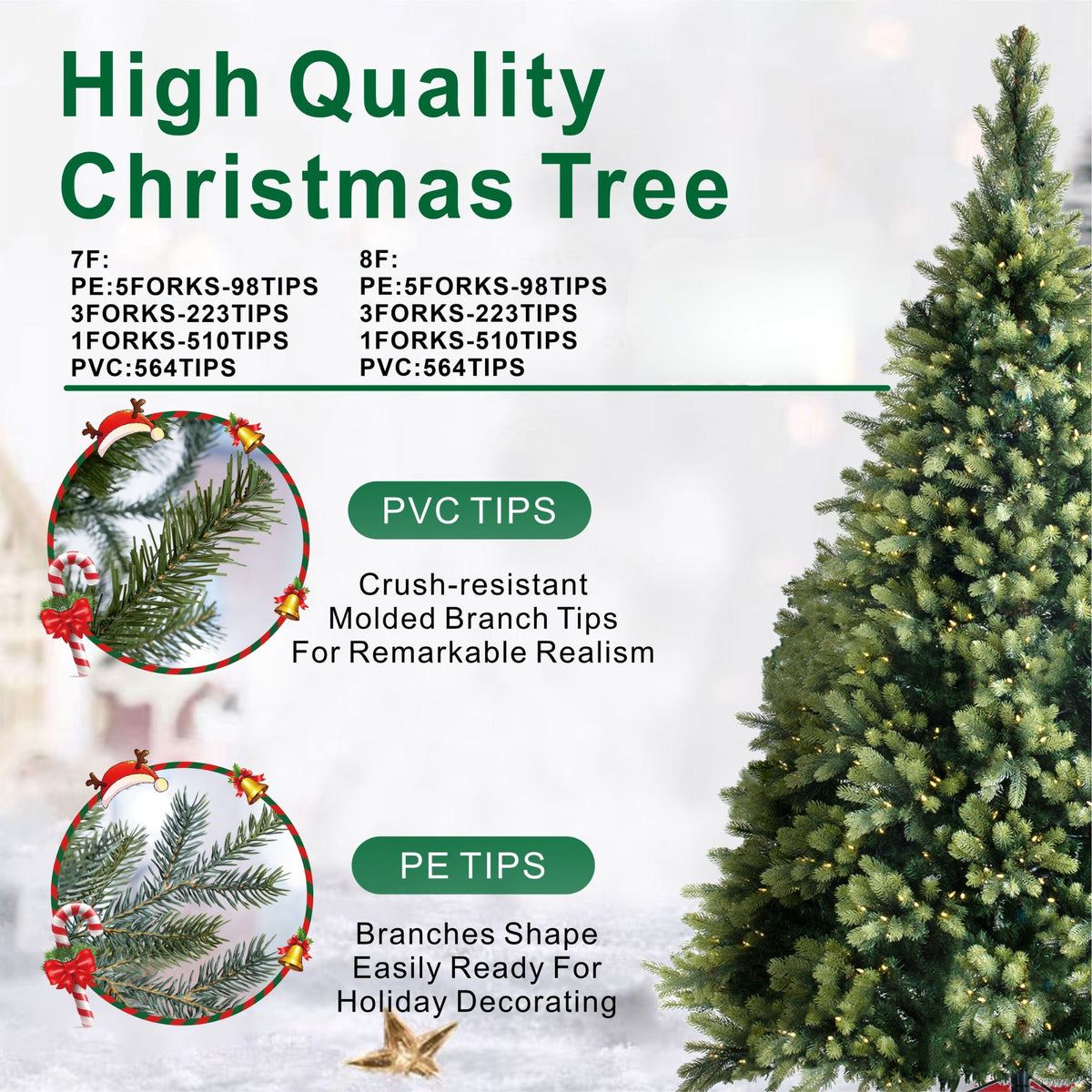 8ft Pre-Lit Artificial Christmas Tree - Icelandic