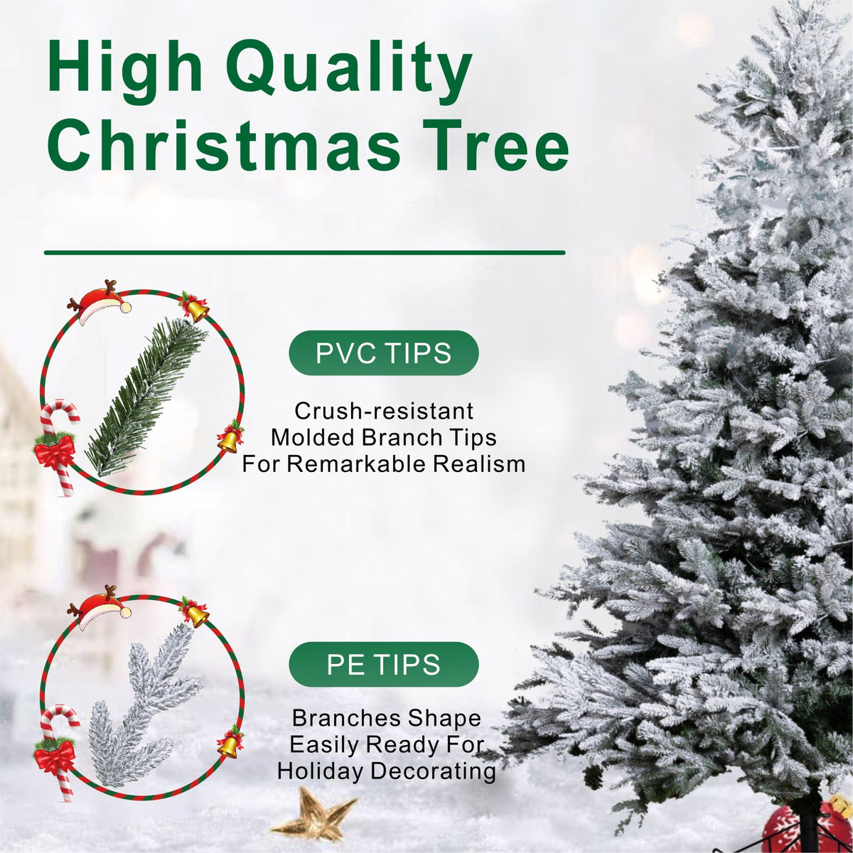 8ft Snowflocked Artificial Christmas Tree