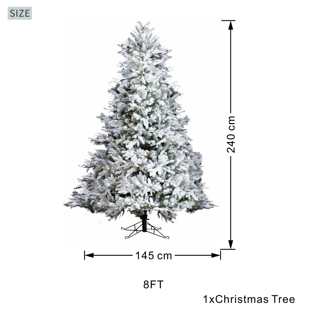 8ft Snowflocked Pre-Lit Artificial Christmas Tree