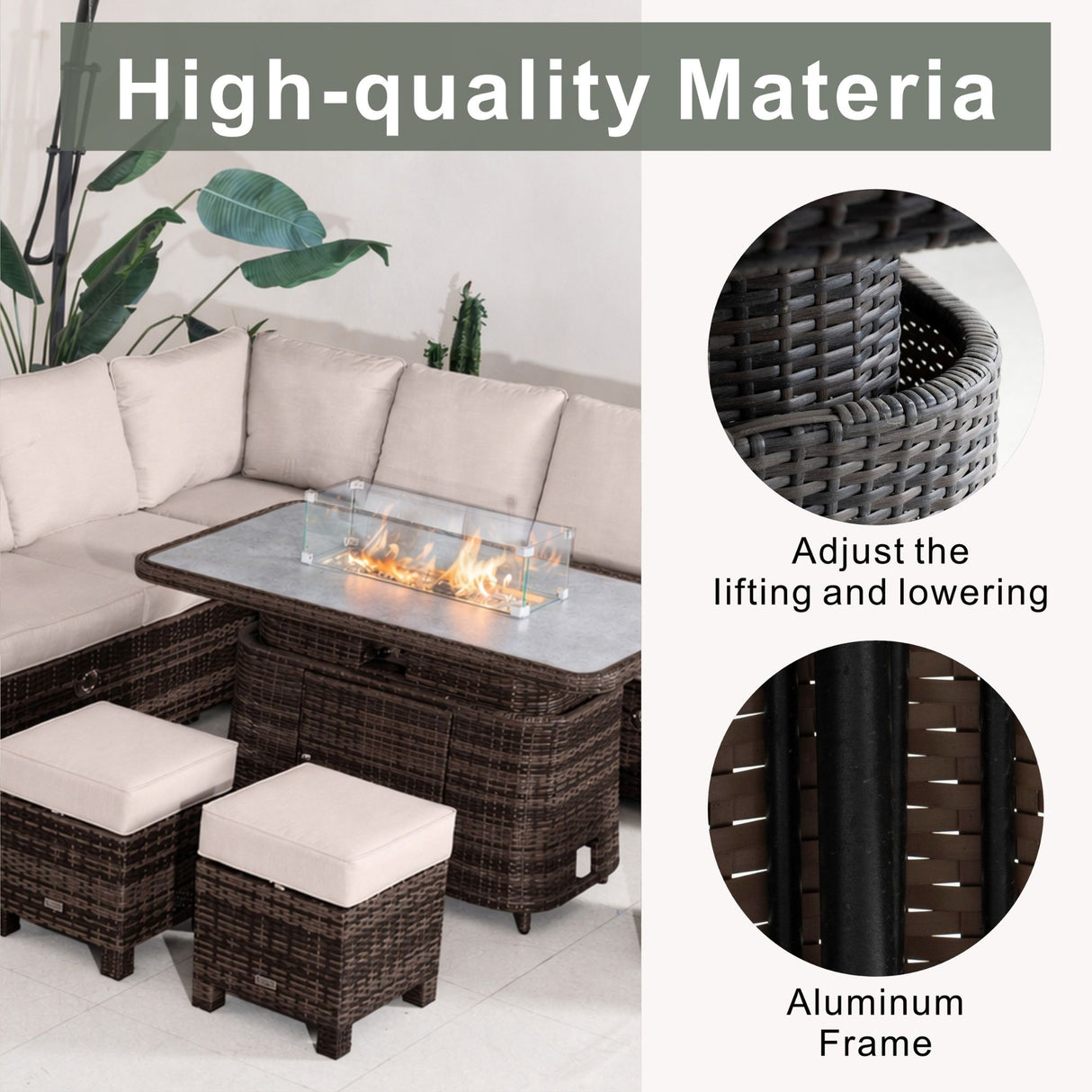 9 Seater Aluminium Firepit Sofa Set