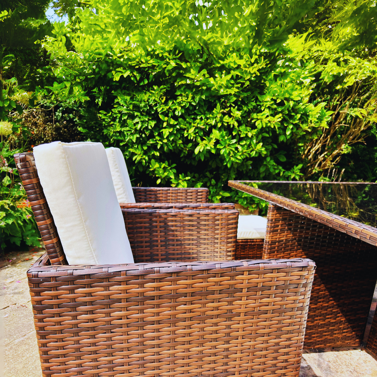 9 Piece Rattan Brown Cube Dining Set