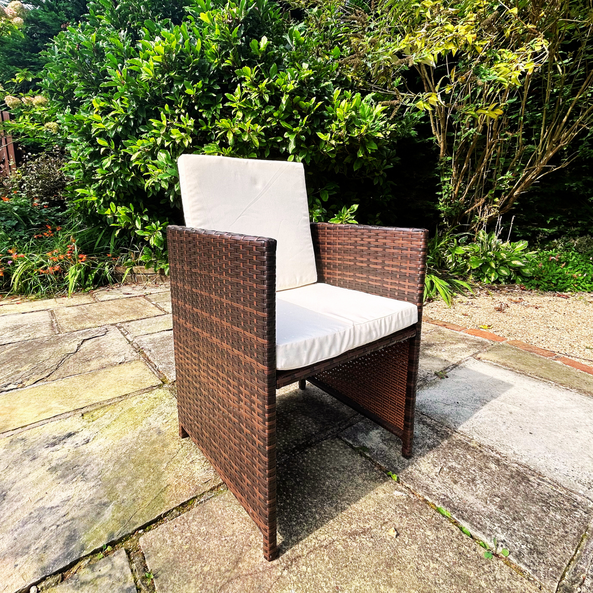 9 Piece Rattan Brown Cube Dining Set