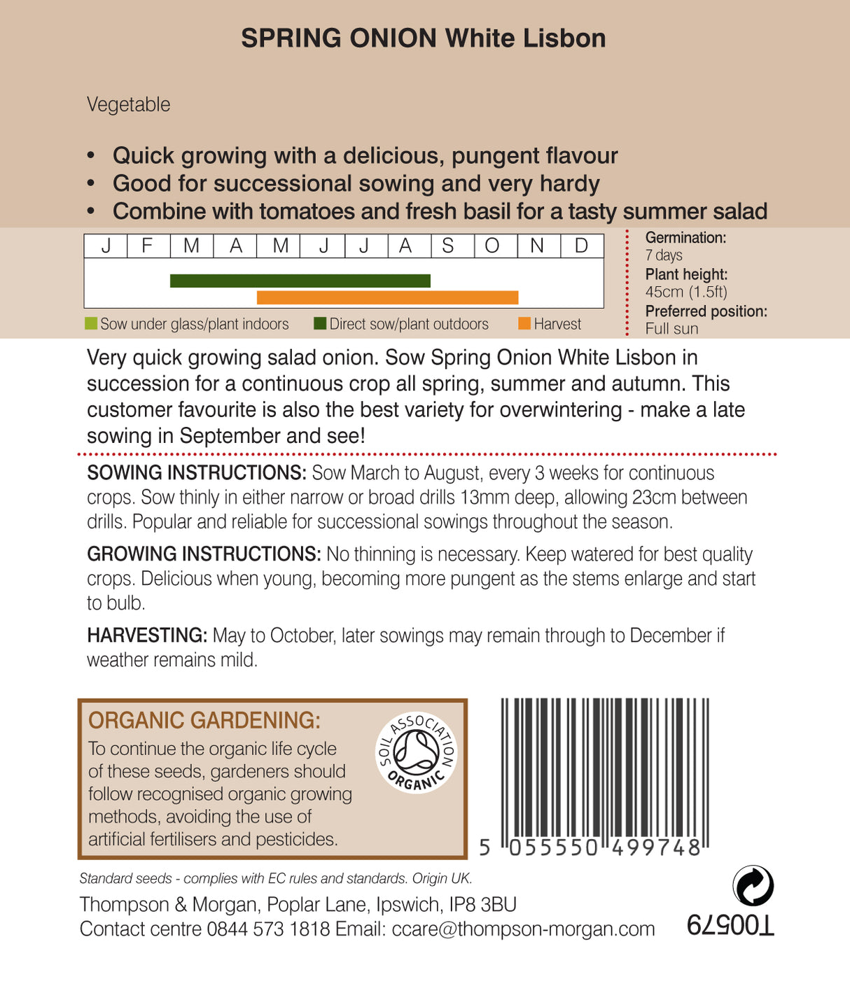 Thompson & Morgan - Spring Onion White Lisbon Seeds