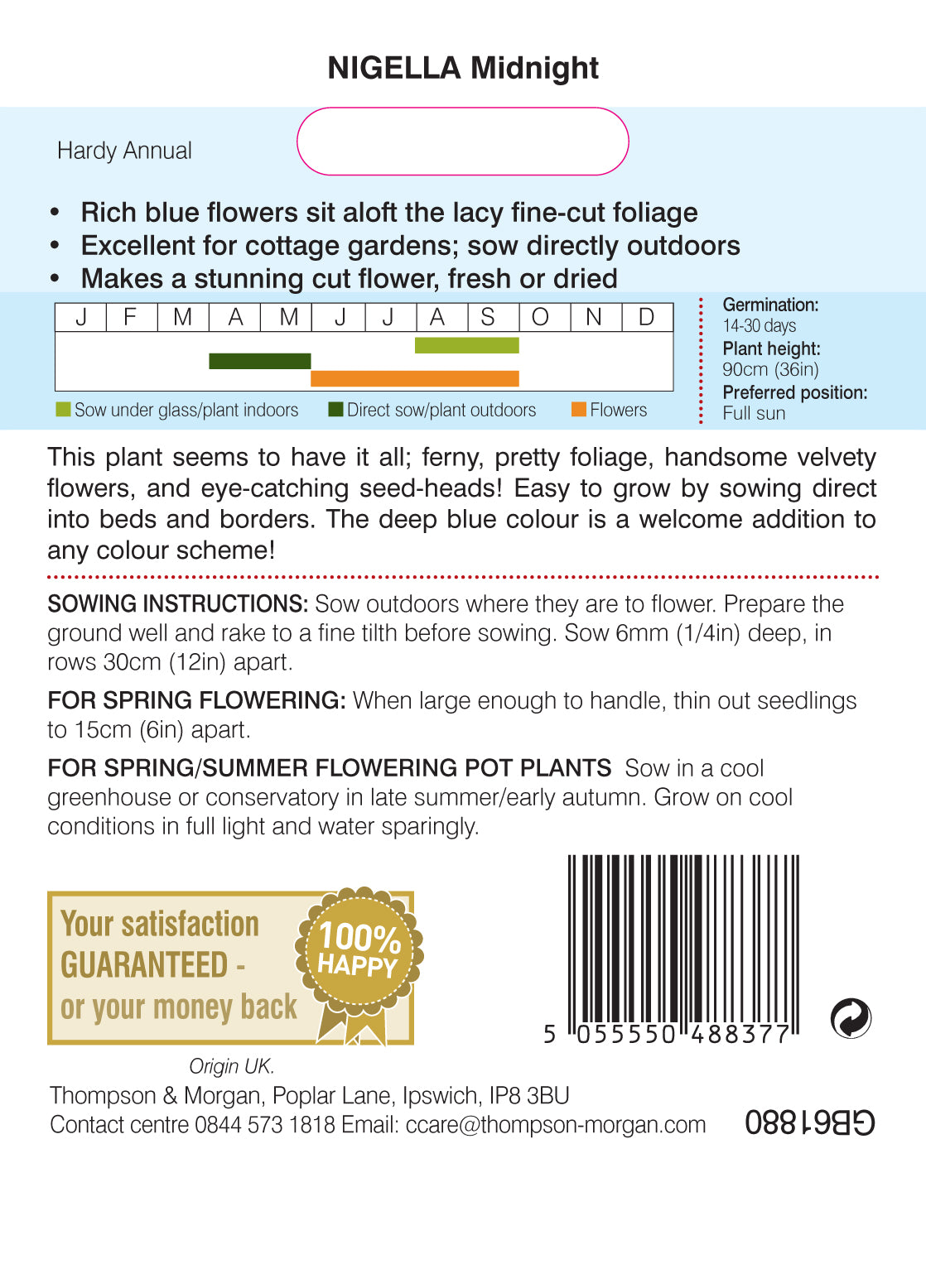 Thompson & Morgan - Nigella Midnight Seeds