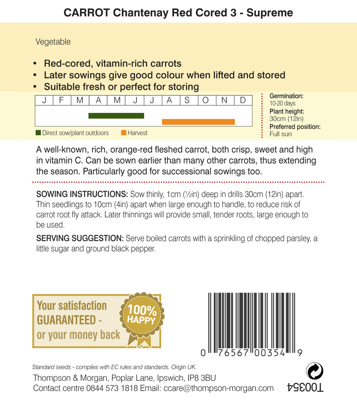 Thompson & Morgan - Carrot Chantenay Red Cored 3 - Supreme Seeds
