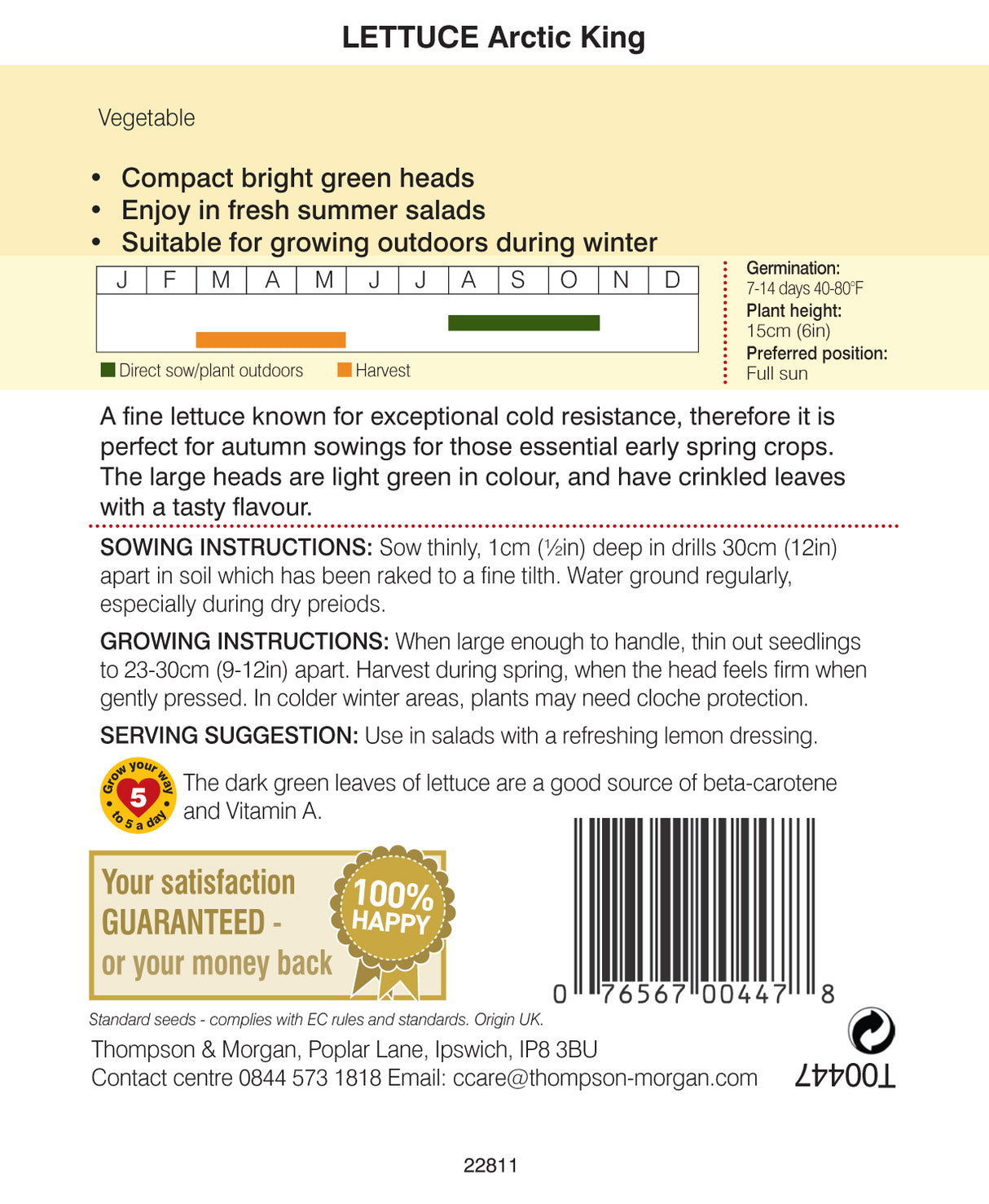 Thompson & Morgan - Lettuce Arctic King Seeds