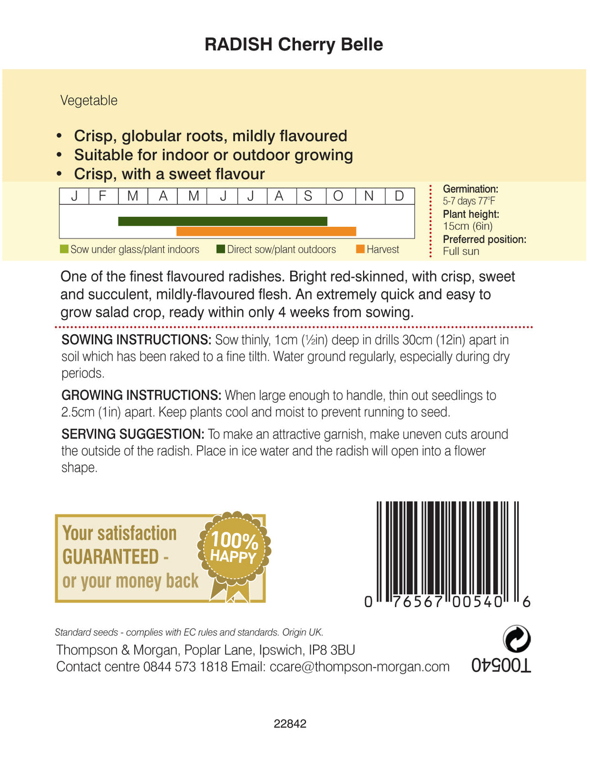 Thompson & Morgan - Radish Cherry Belle Seeds