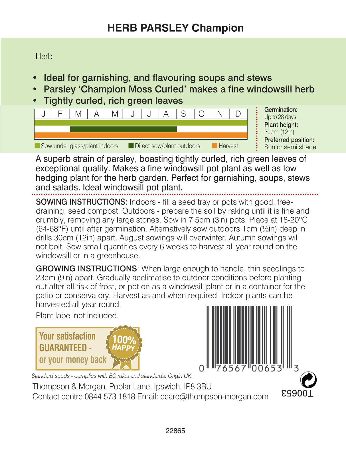 Thompson & Morgan - Herb Parsley Champion Seeds