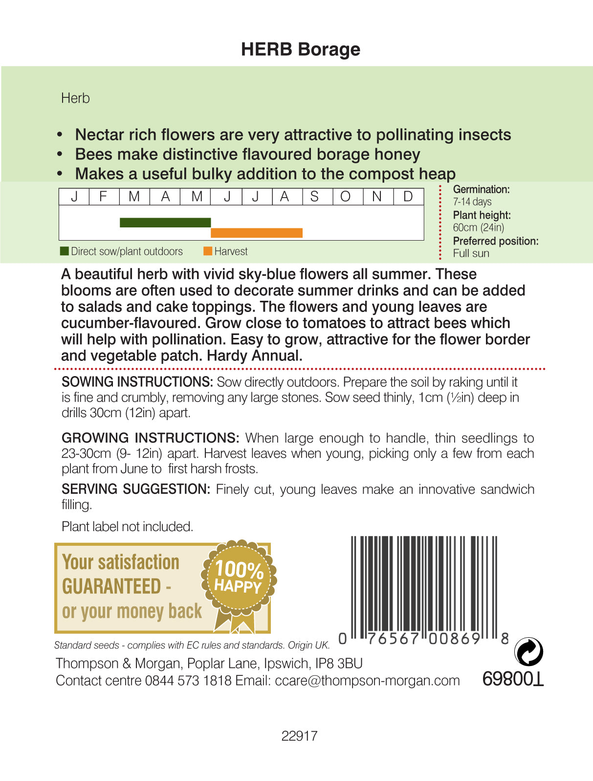 Thompson & Morgan - Herb Borage Seeds