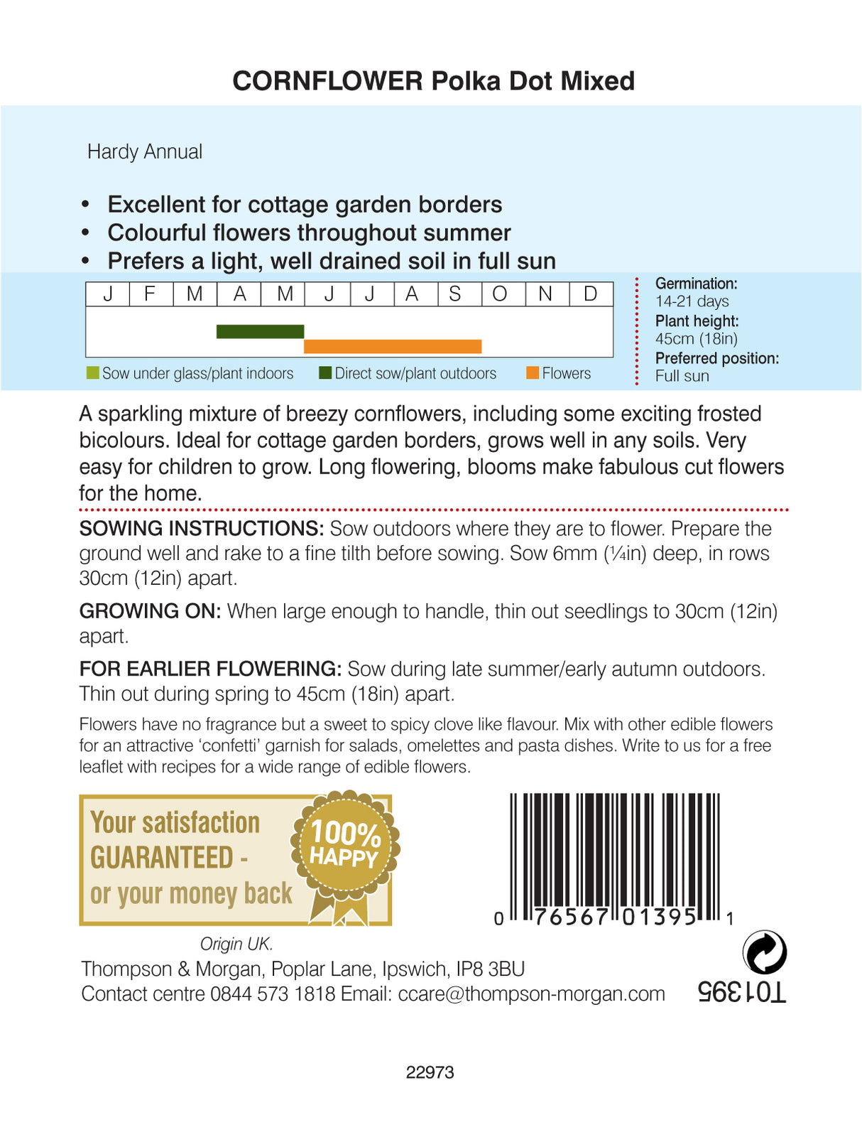 Thompson & Morgan - Cornflower Polka Dot Mixed Seeds