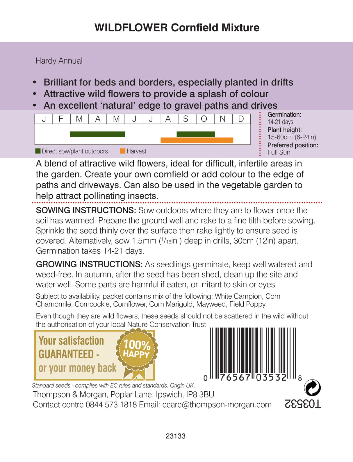 Thompson & Morgan - Wild Flower Cornfield Mixture Seeds