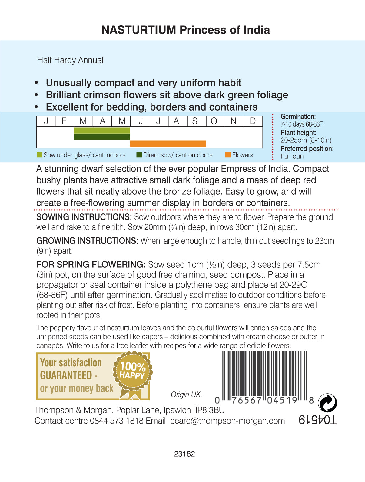 Thompson & Morgan - Nasturtium Princess of India Seeds