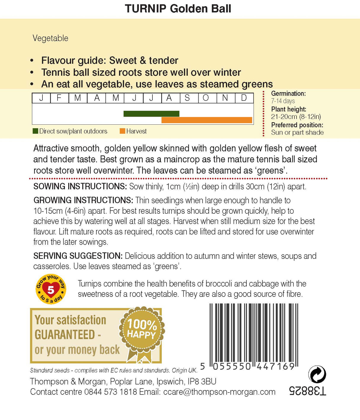 Thompson & Morgan - Turnip Golden Ball Seeds