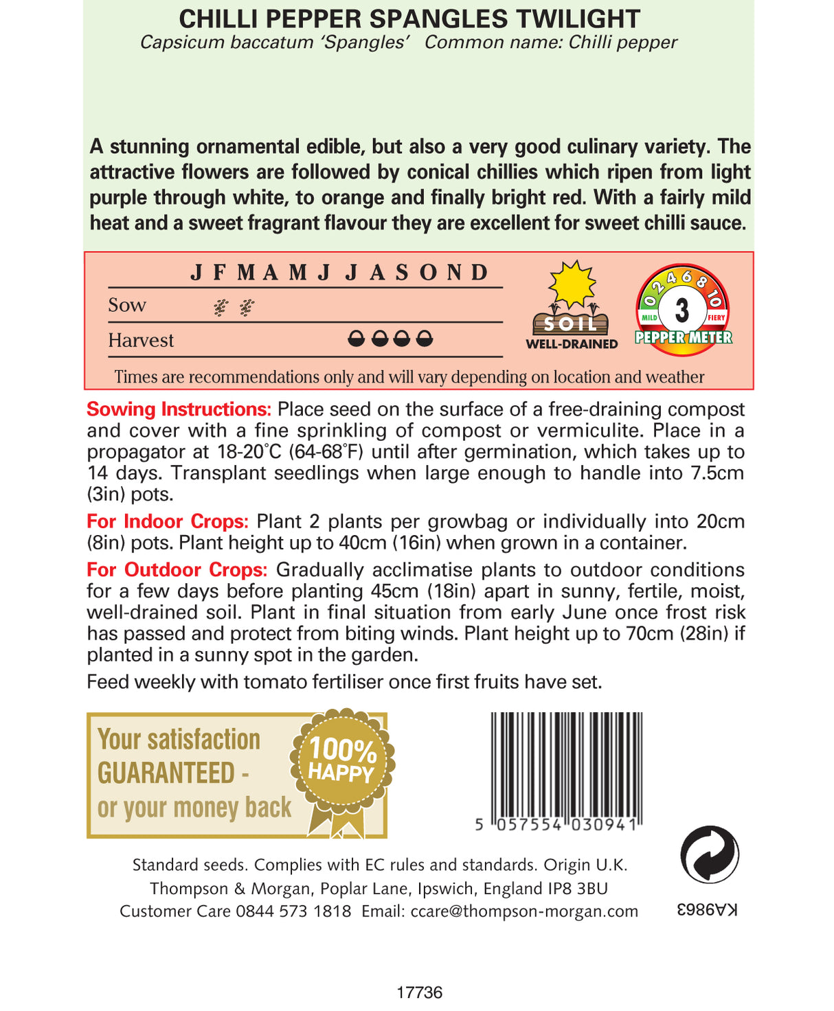 Thompson & Morgan - Pepper Chilli Spangles Twilight Seeds