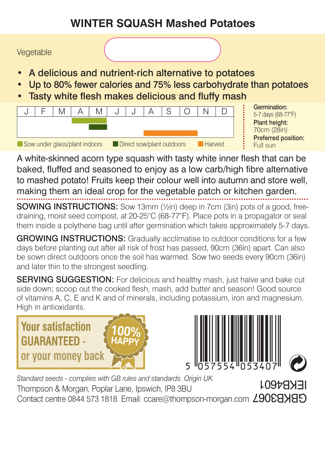Thompson & Morgan - Squash Mashed Potato Seeds