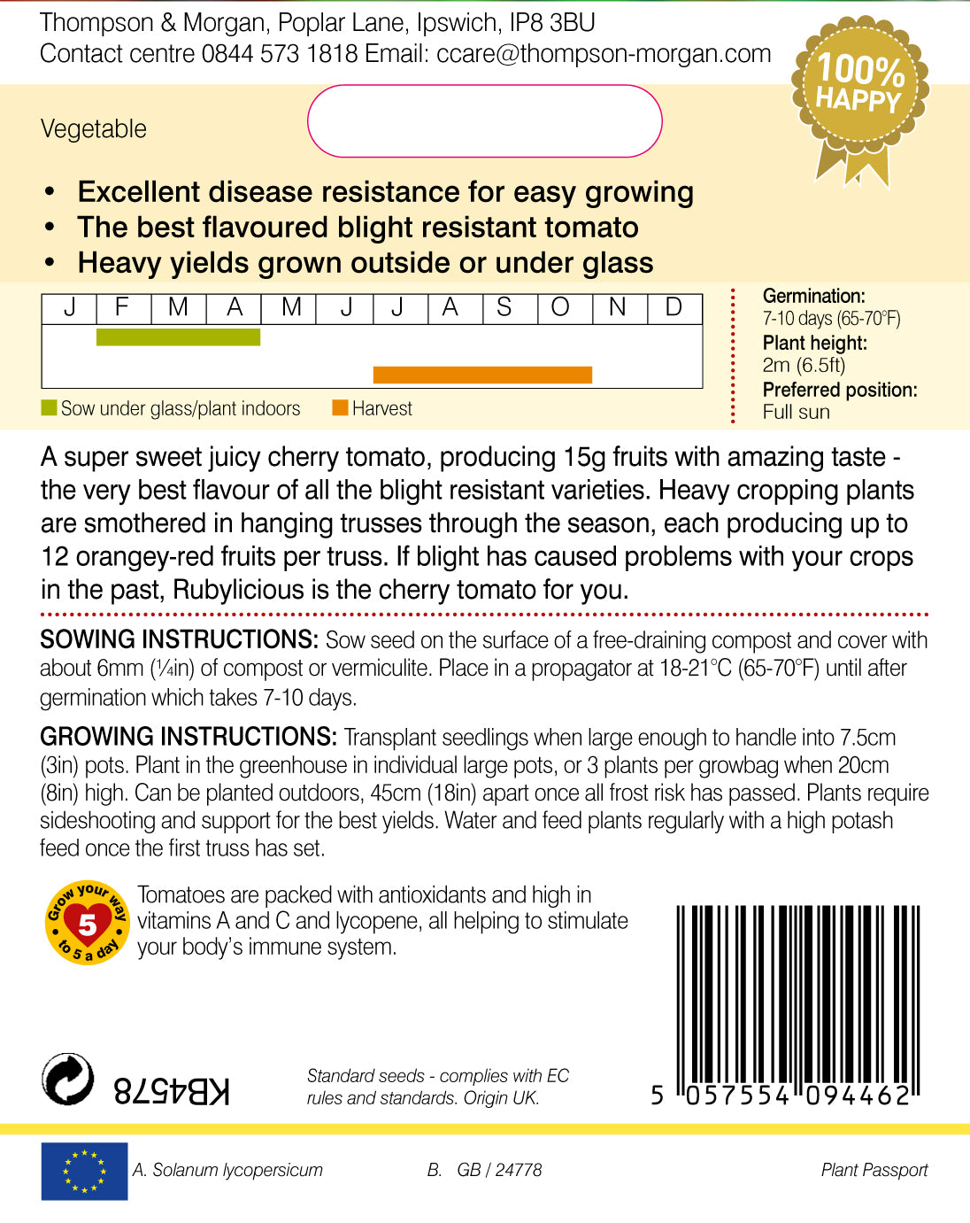 Thompson & Morgan - Tomato Rubylicious Seeds