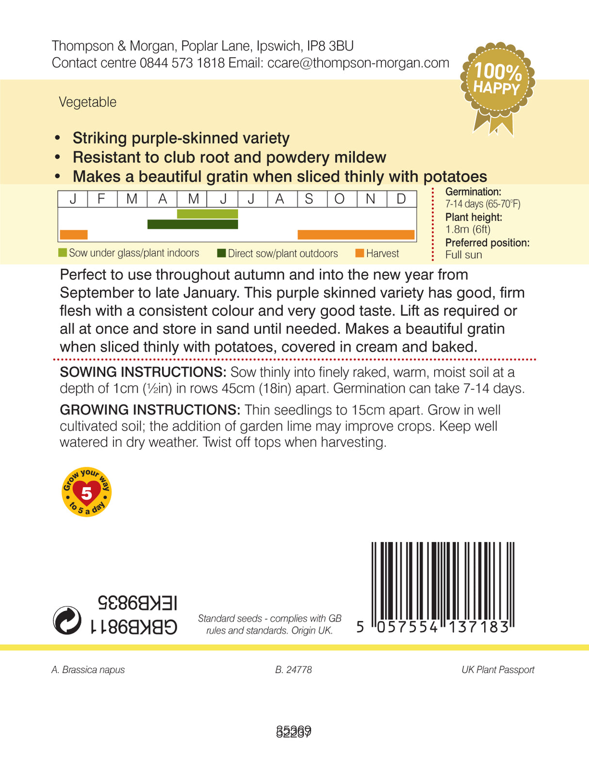 Thompson & Morgan - Swede Gowrie Seeds