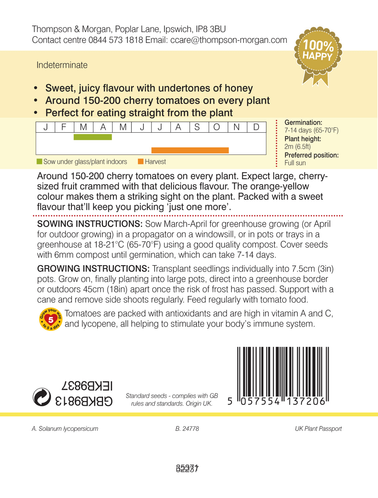 Thompson & Morgan - Tomato Honeycomb F1 Seeds