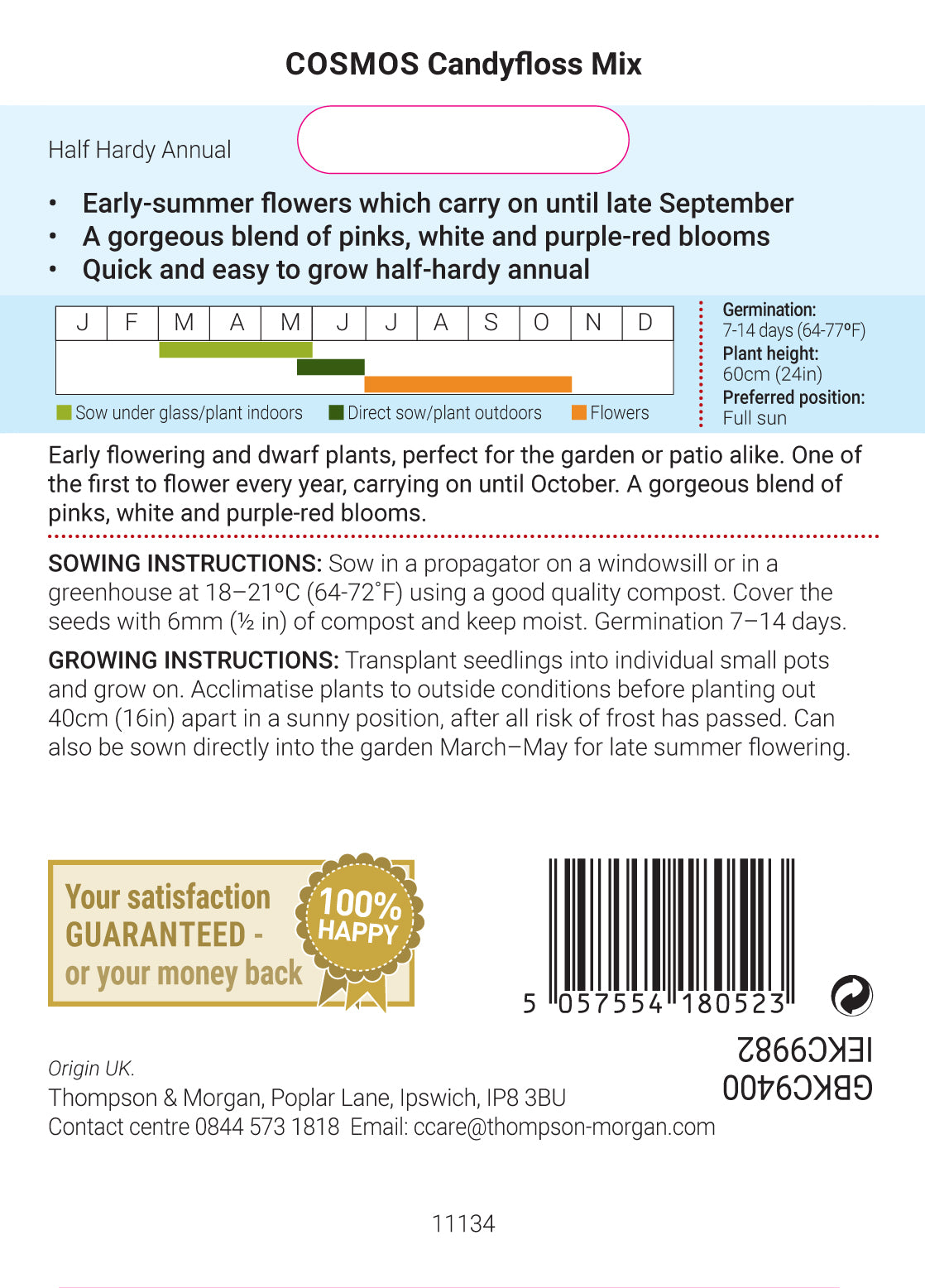 Thompson & Morgan - Cosmos Bipinnatus Candyfloss Mix Seeds