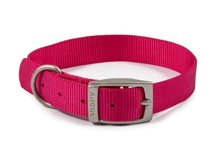 Ancol Viva Nylon Collar in Raspberry 16" Size 3