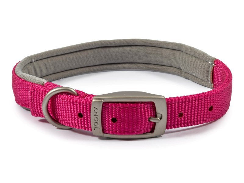 Ancol Viva Padded Nylon Collar in Raspberry 22" Size 6