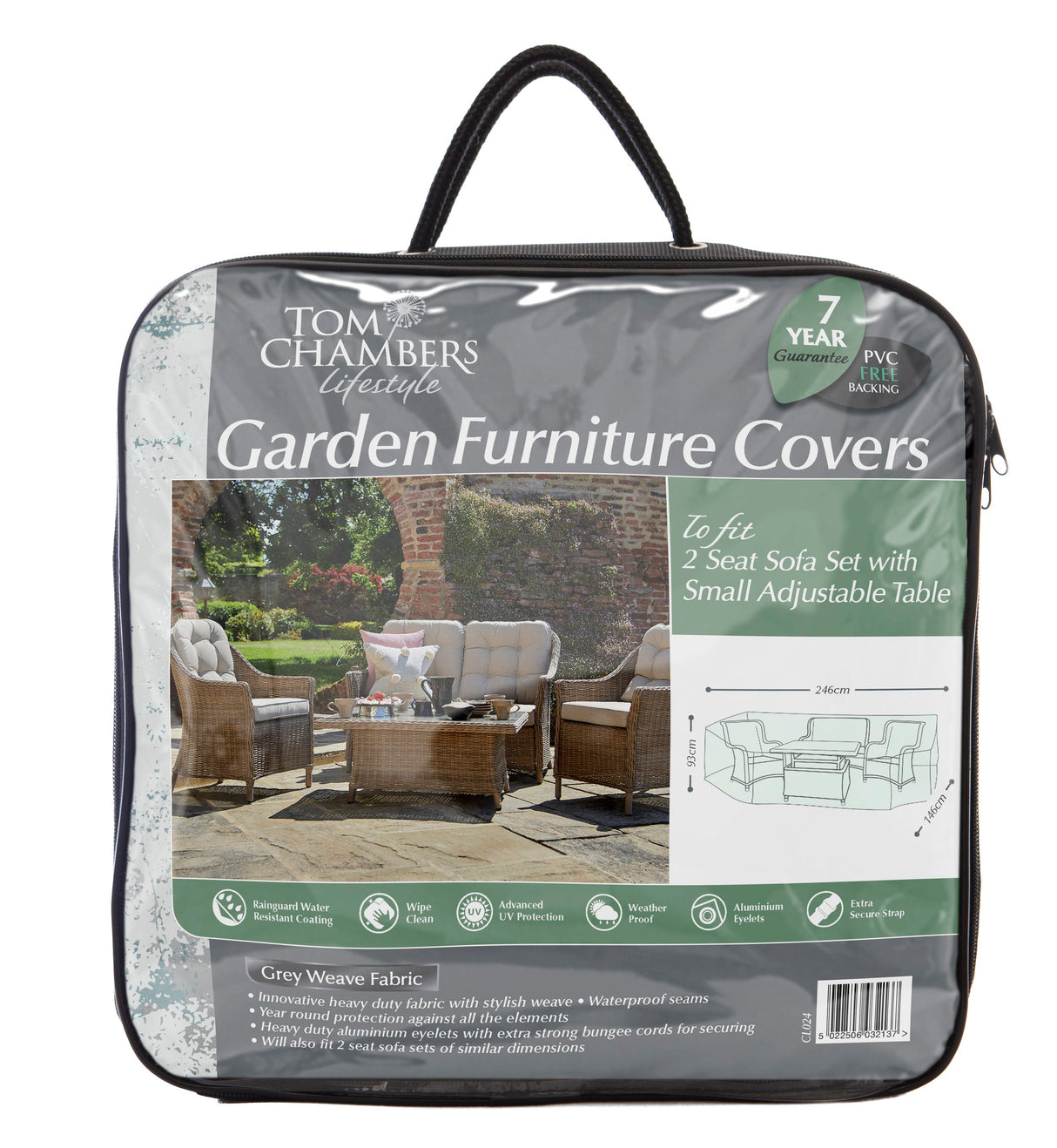 Tom Chambers 2 Seat Sofa with Small Adjustable Table Cover