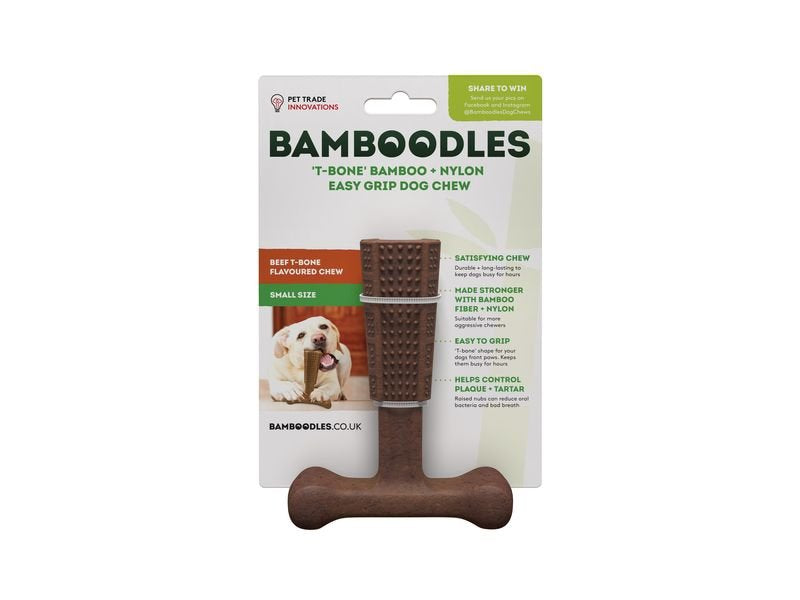 Bamboodles T-Bone Chew Toy Small Beef 4"