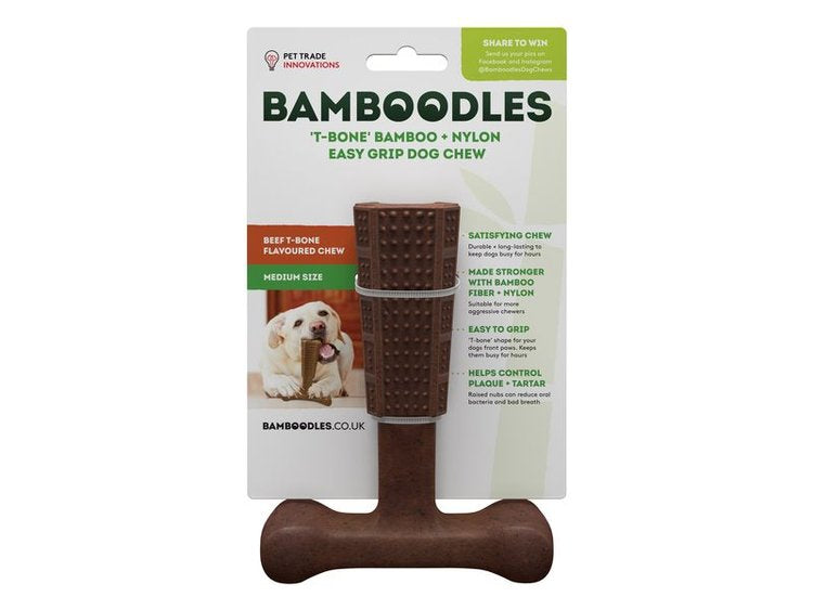 Bamboodles T-Bone Chew Toy Medium Beef 6"