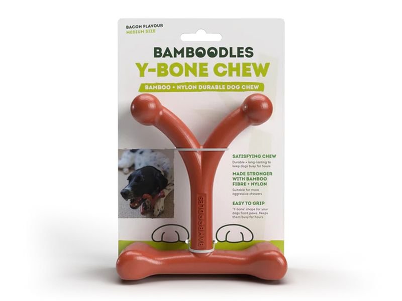 Bamboodles Y-Bone Chew Medium Size Bacon Flavour