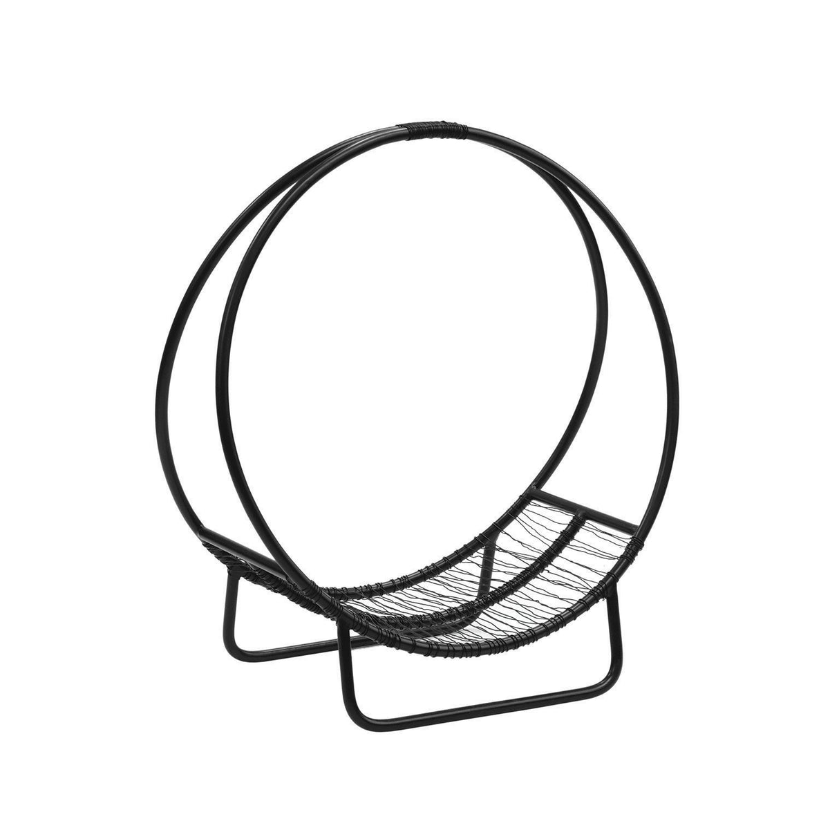 De Vielle Curved Iron Log Holder with Leather Handle 40cm