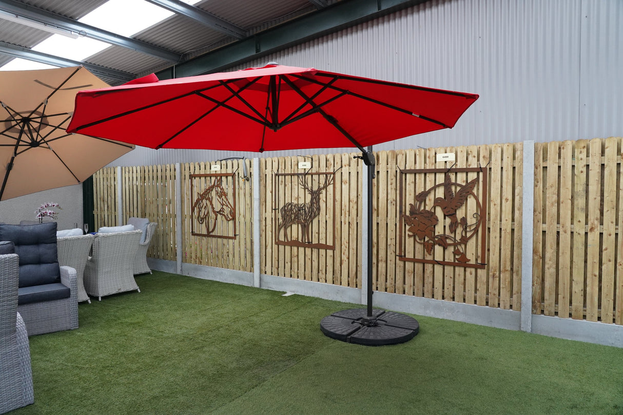 3m Deluxe Cantilever Parasol With Base in Red