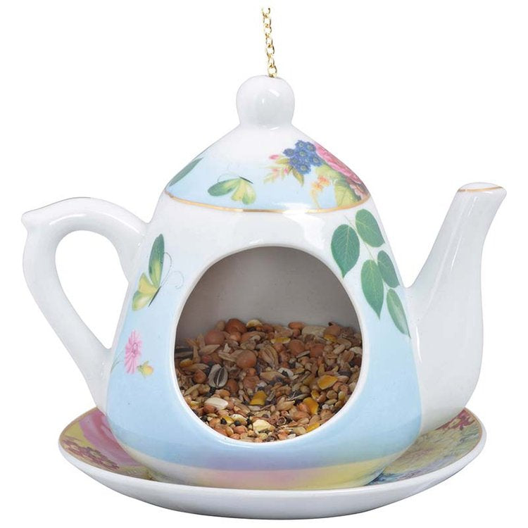 Esschert Teapot Feeder - Blue