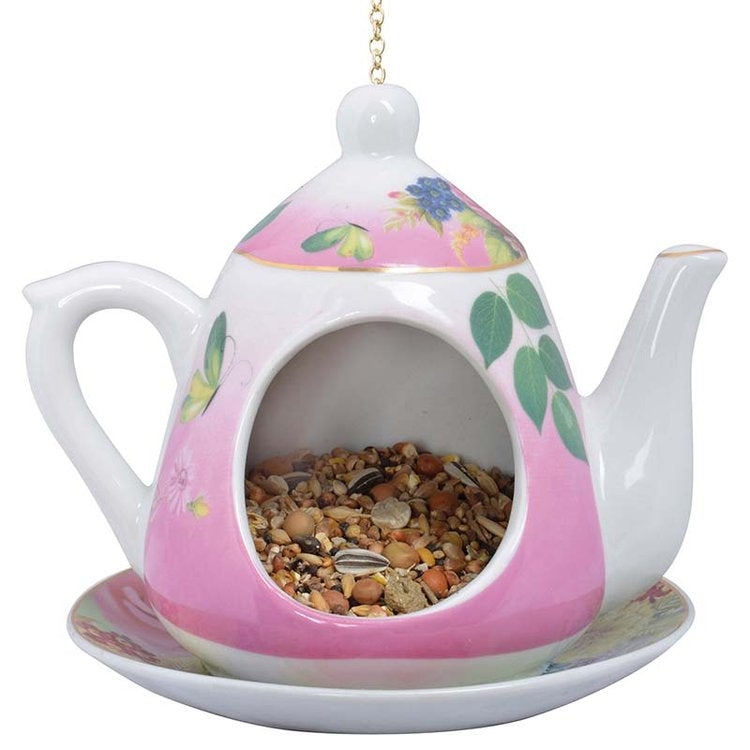 Esschert Teapot Feeder - Pink