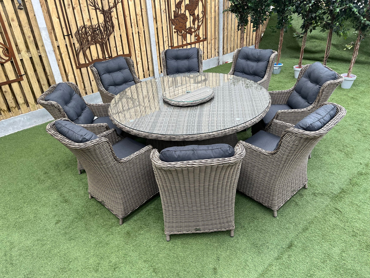 Belgrade Deluxe 8 Seat Rattan Outdoor Dining Set with Lazy Susan