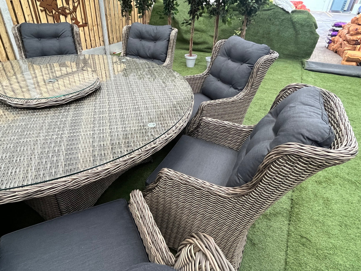 Belgrade Deluxe 8 Seat Rattan Outdoor Dining Set with Lazy Susan