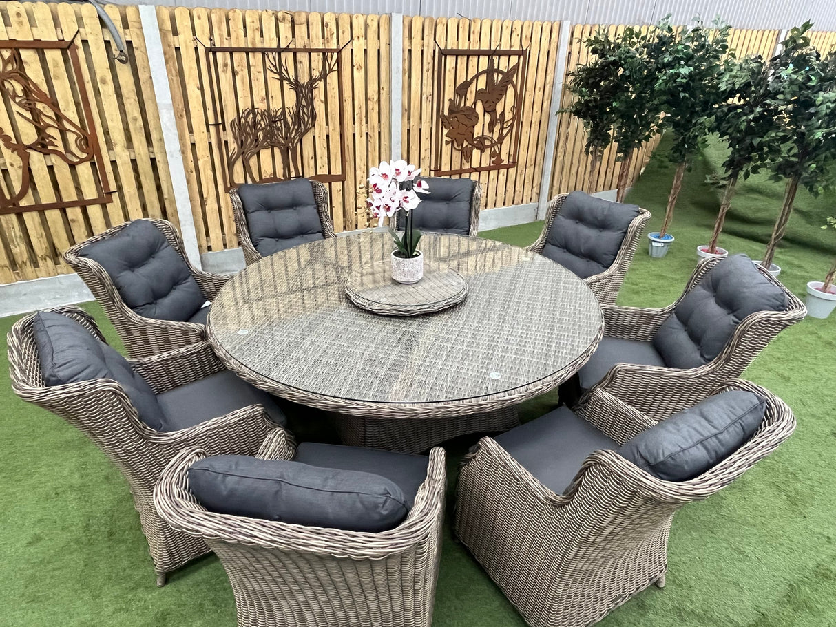 Belgrade Deluxe 8 Seat Rattan Outdoor Dining Set with Lazy Susan
